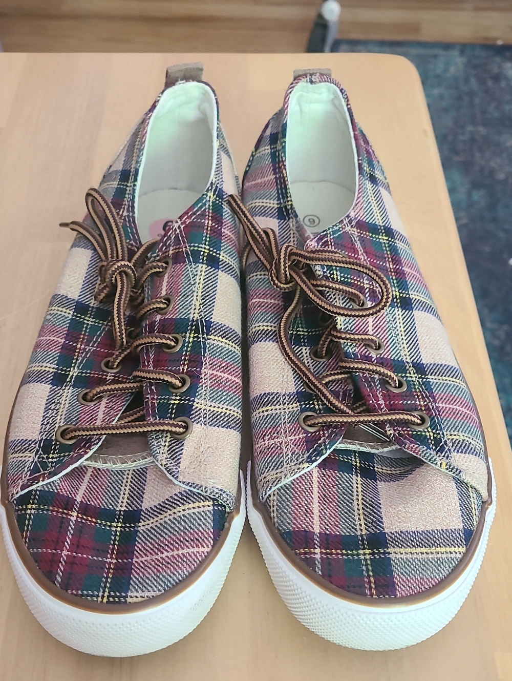 MarleyLilly Plaid Canvas Lace-Up Sneakers in Multi Color
